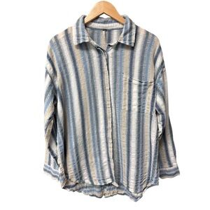 Young Fabulous & Broke Blue and White Striped Button Down Shirt